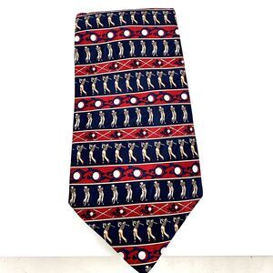 Museum Artifacts 100% Silk Tie Golfer Golfing Print Pattern